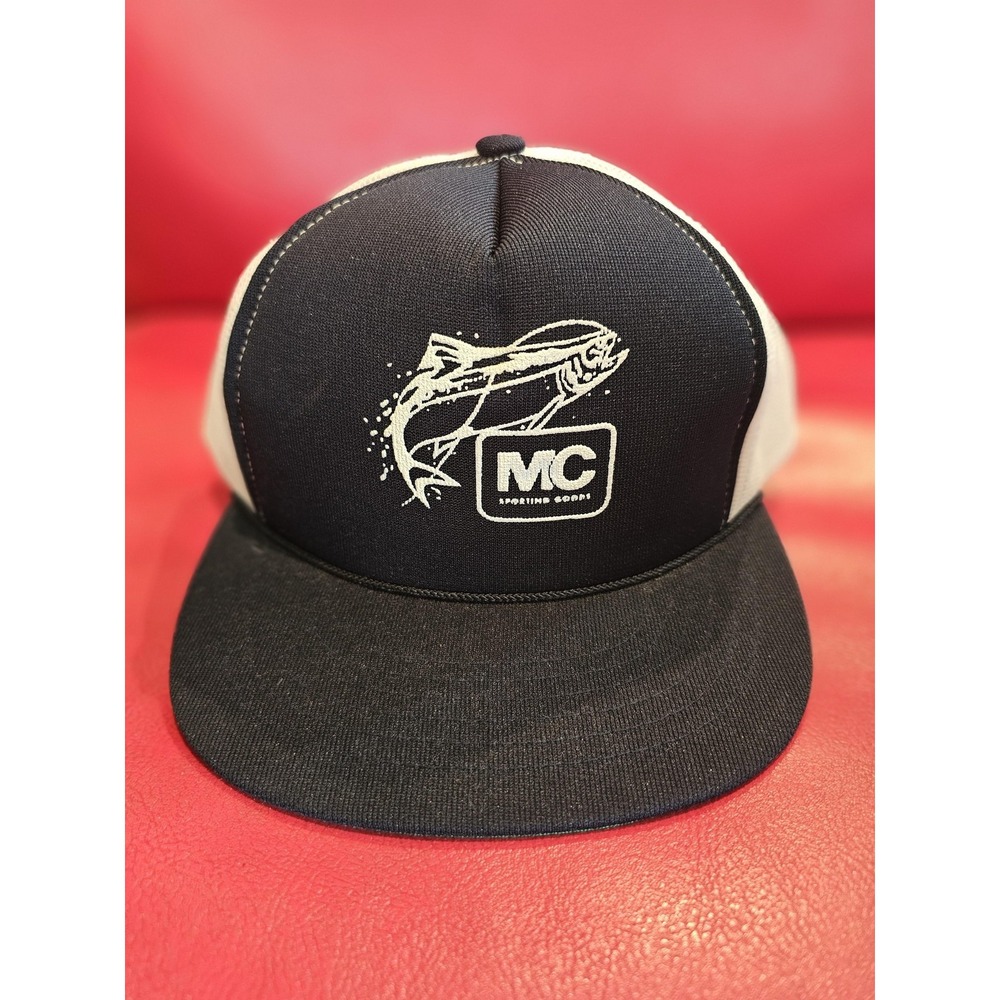 MC Sporting Goods Swimbait Hat Cap Snap Back Black White Mesh Trucker Fishing